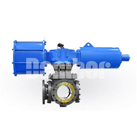 Pn Dn T Type Three Way Trunnion Ball Valve With Pneumatic