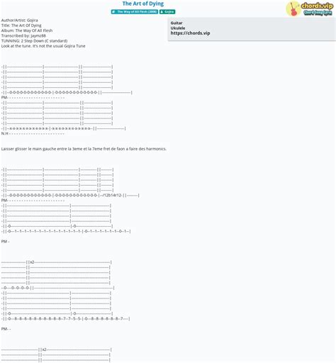 Hợp âm: The Art of Dying - cảm âm, tab guitar, ukulele - lời bài hát | chords.vip
