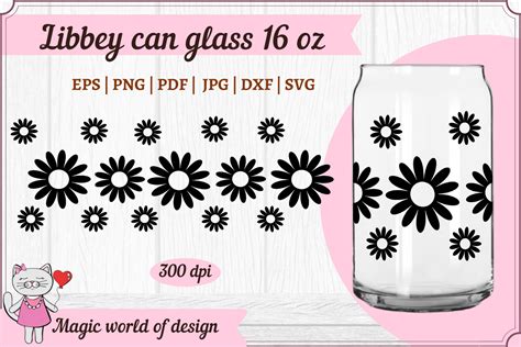 Libbey Can Glass 16 Oz Daisy Graphic By Magic World Of Design · Creative Fabrica