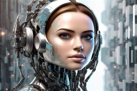 Premium Photo Beautiful Female Robot With Artificial Intelligence