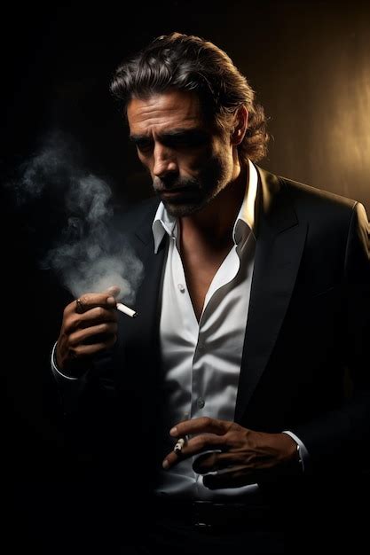 Premium Photo A Young Italian Mafia Don Smoking His Cigarette