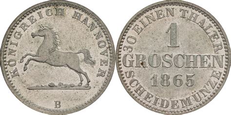 Deutschland 1 Groschen 1865 B Silber Vz Stgl 45 Euro