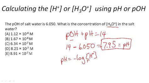 Ph And Poh Calculations