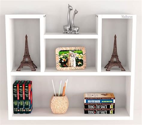 Madhuran Riya Enginereed Wood Wall Mounted Books Display Shelf Racks Stand Matte White Home