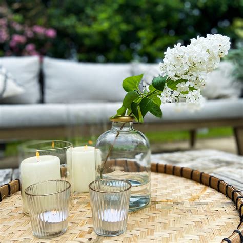 Ribbed Clear Glass Tea Light Holder With Gold Rim Burrowandnest