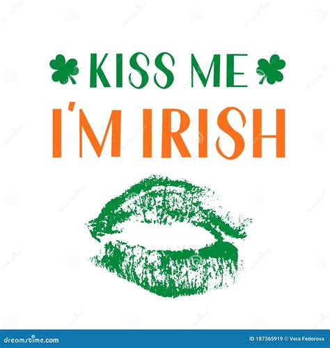 Irish Lips For Kissing With Shamrocks Vector Illustration