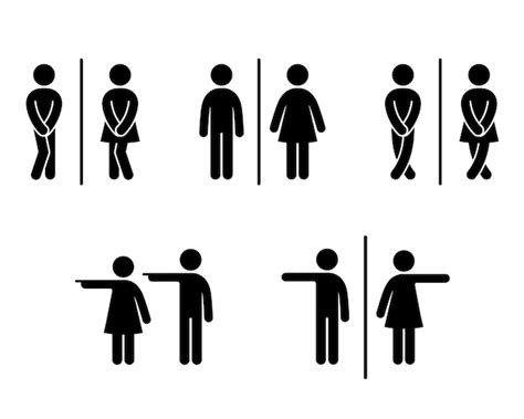 Premium Vector Set Of Wc Sign Icon Vector Man Woman Icons Funny