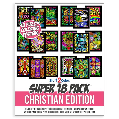 Super Pack of 18 Fuzzy Velvet Coloring Posters (Christian Edition
