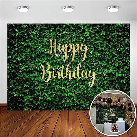 Green Leaves Happy Birthday Backdrop for Jungle Safari Birthday Party ...