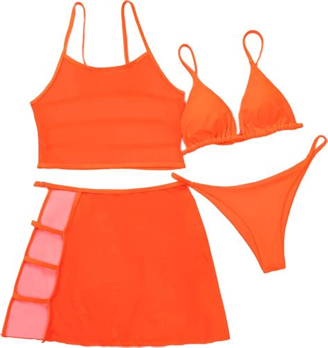 Shein Conjunto De Bikini De Tri Ngulo Para Mujer Con Cubierta De Malla