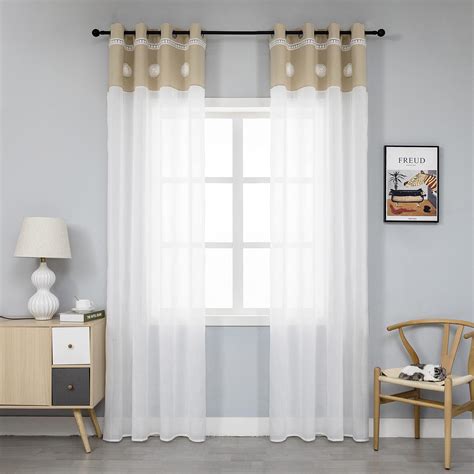 GIRASOLE HOME Paire De Rideaux Blancs Semi Transparents Ourlet