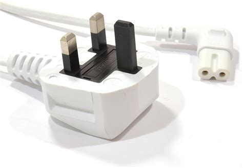 New White M Mains Power Cable Lead Pin Moulded Uk Plug To Right