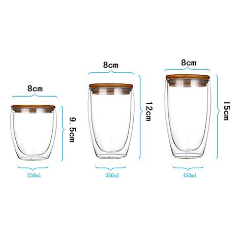 Clear Strong Double Wall Insulated Thermo Glass Cups For Tea Coffee