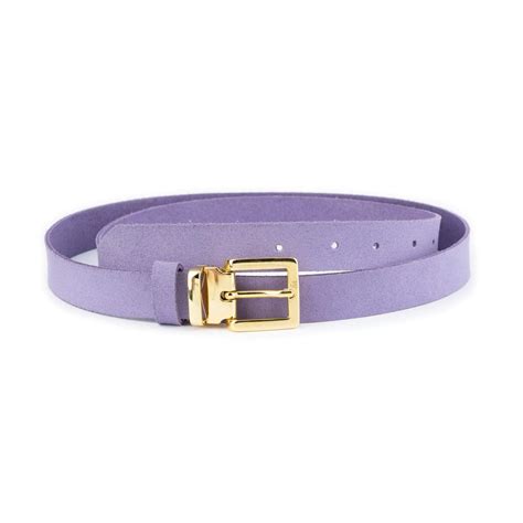 Buy Lilac Suede Belt With Gold Buckle Buckle