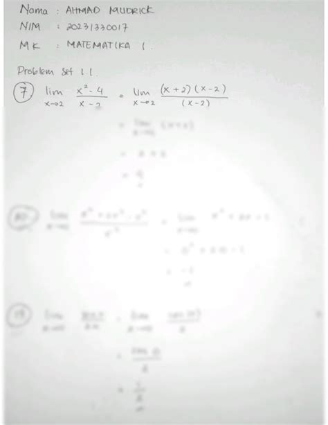 SOLUTION Latihan Limit Ahmad Mudrick Studypool