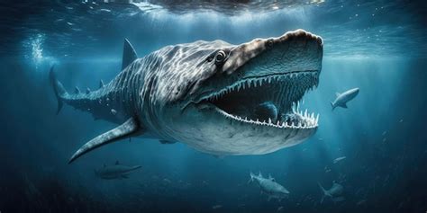 Premium Photo | Underwater prehistoric creature or dinosaur swimming underwater