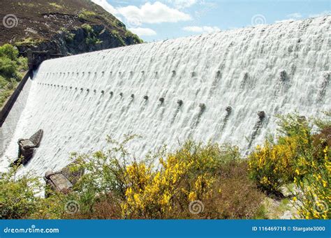 Elan Valley Dams Flowing in the Summertime. Stock Photo - Image of ...