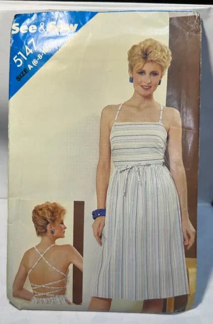 1980s Sewing Pattern Dress See And Sew 5147 Size 6 8 10 Ff Uncut 500