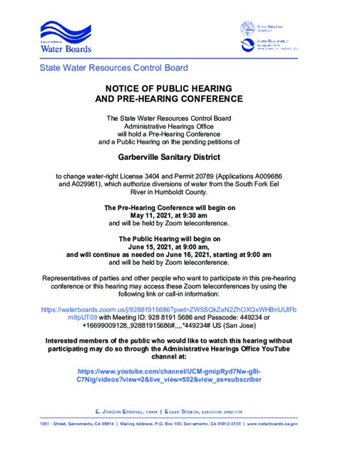 Fillable Online Notice Of Public Hearing And Pre Hearing Conference