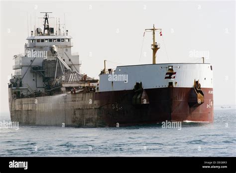 Large Lake Huron Great Lakes Freighter Port Huron Michigan Usa Stock