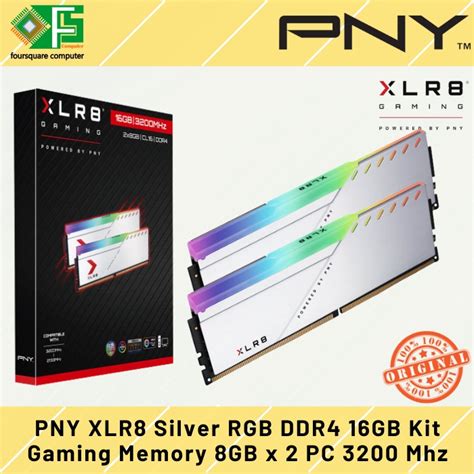 Jual PNY XLR8 Gaming RGB DDR4 16GB Kit 8GB X 2 PC 3200 Mhz Silver