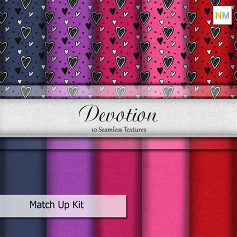 Second Life Marketplace Devotion Love Matchup Kit 10 Seamless Fabric Textures Nm