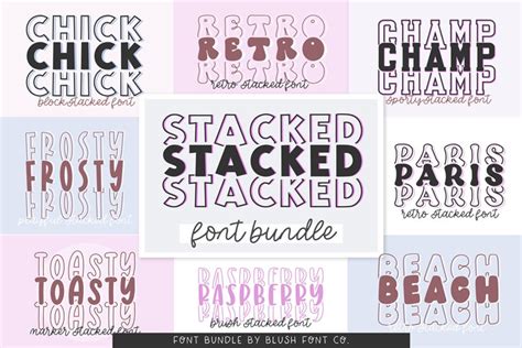 TRENDY STACKED FONT BUNDLE by Blush Font Co. (1842409)