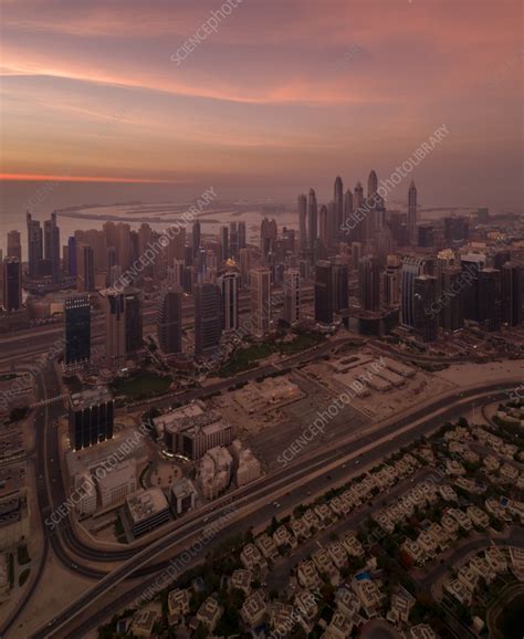 Aerial view of Palm Jumeirah and towers of Dubai, UAE - Stock Image ...