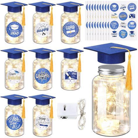 Buy 8 Sets Graduation Jar Graduation Centerpieces 2024 With LED Light