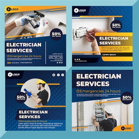 Premium Vector Electrician Instagram Posts