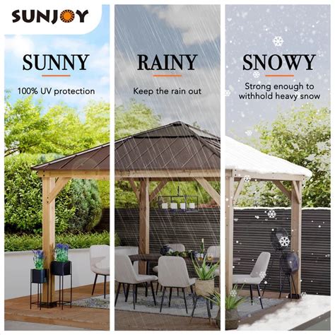 Buy Sunjoy Outdoor Patio 11x11 Wooden Frame Backyard Hardtop Gazebo — Garage Department