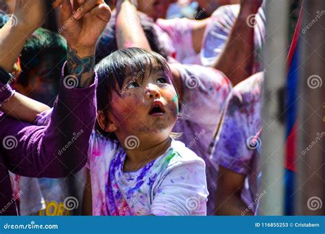 Holi festival in Pokhara editorial stock photo. Image of color - 116855253