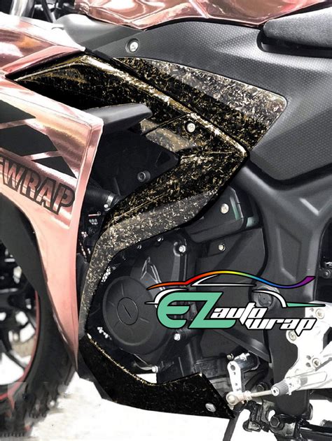 Forged Gloss Black Gold Carbon Fiber Vinyl Wrap Ezauto Wrap