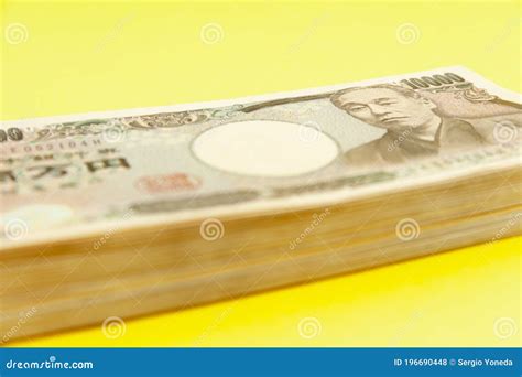 Ten Thousand Yen 10 000 Yen Banknotes Stacked Japanese Money Paper