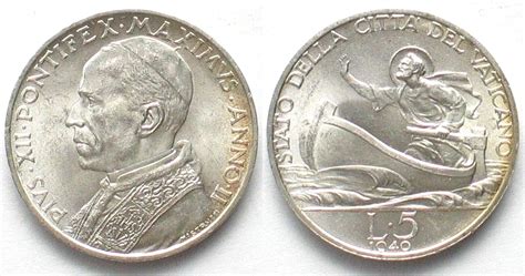 Vatikan Vatican Lire A Ii Pius Xii St Peter In Boat Silver Bu