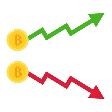 Premium Vector Bitcoin Rise And Fall Arrows Digital Currency Value