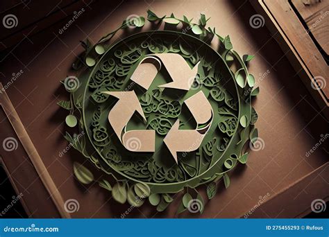 The Concept Of A Green Recycle Icon Eco Papercut Stock Illustration