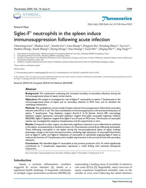 PDF Siglec F Neutrophils In The Spleen Induce Immunosuppression