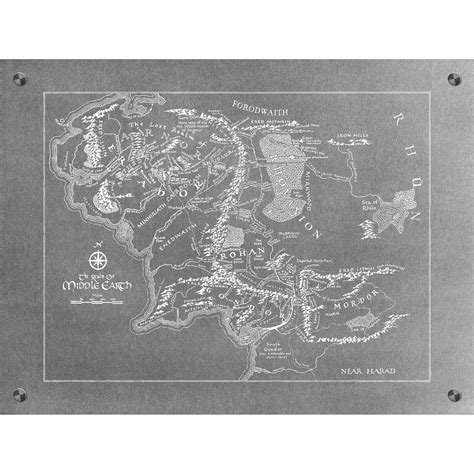 Middle Earth Map Aluminum Black Ink Sci Fi Screen Prints Touch