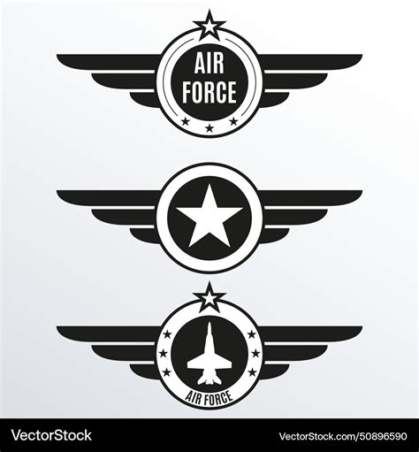 Air force badge set airforce logo with wings Vector Image