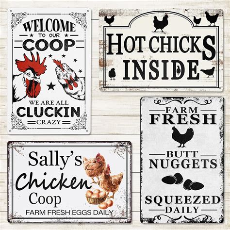 4 Pieces Chicken Coop Sign 8x12 Chicken Signs For Coop