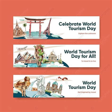 Watercolor Style Banner Template Celebrating World Tourism Day Vector