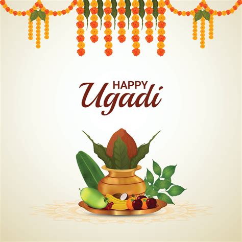 Happy Ugadi Or Gudi Padwa Greeting Card Vector Art At Vecteezy