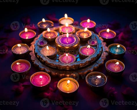 Diwali Diyas On The Moon Diwali Stock Images Realistic Stock Photos