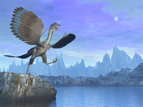 Dinosaurio De Ave Archaeopteryx Volando En D Stock De Ilustraci N