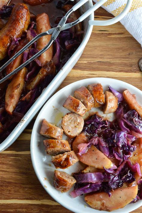 Baked Sausage With Apples And Cabbage Wonkywonderful