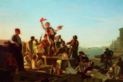 Jolly Flatboat Men in Port Painting by George Caleb Bingham - Fine Art ...