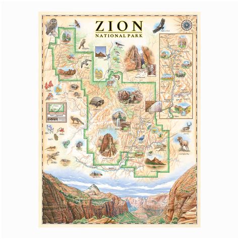 Zion National Park Hand-Drawn Map | Xplorer Maps