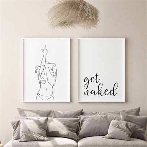 Bathroom Wall Art Decor Get Naked Print Get Naked Line Art Etsy
