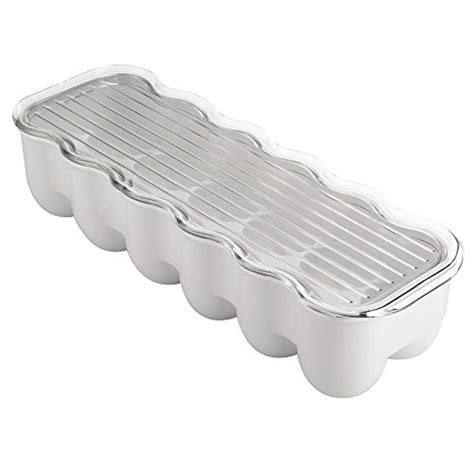 Mdesign Stackable Plastic Covered Egg Tray Holder Storage Container